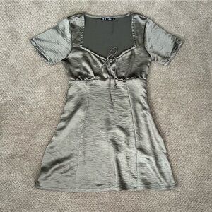 Olive Green Metallic Mini Dress